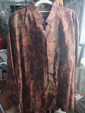 Burberry Brown & Olive Floral Long-Sleeve Dress Shirt
